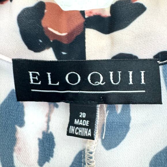 Eloquii Womens Blouse Top Size 20 Flowy Chiffon Watercolor Animal Print Tan - Picture 2 of 7